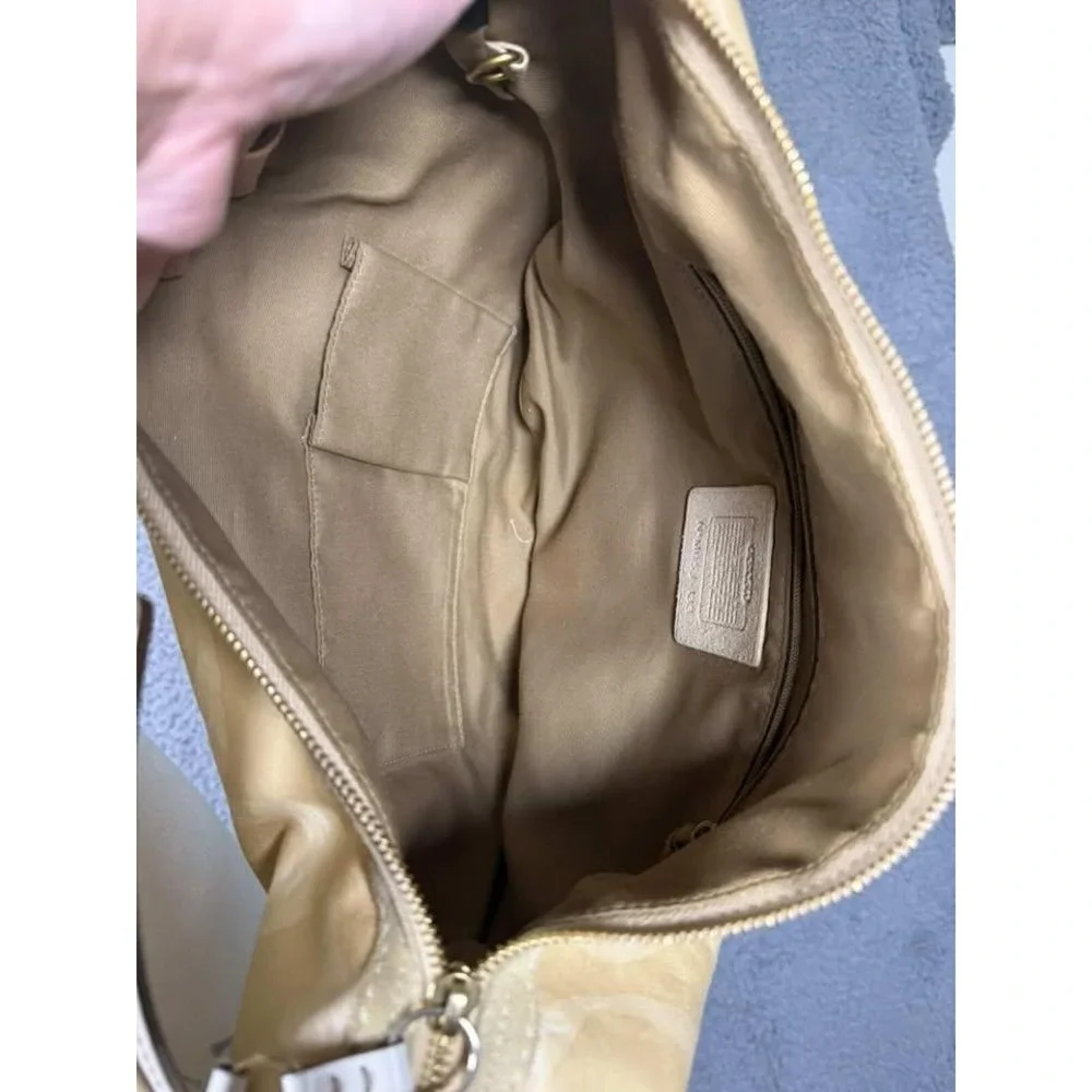 Coach Ergo Signature Hobo Bag‎ Tan Cream Jacquard Brass Hardware M05J-133